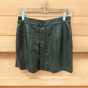 Free People Faux Leather Mini Skirt, Size 4, Black, Snap Front, New with…